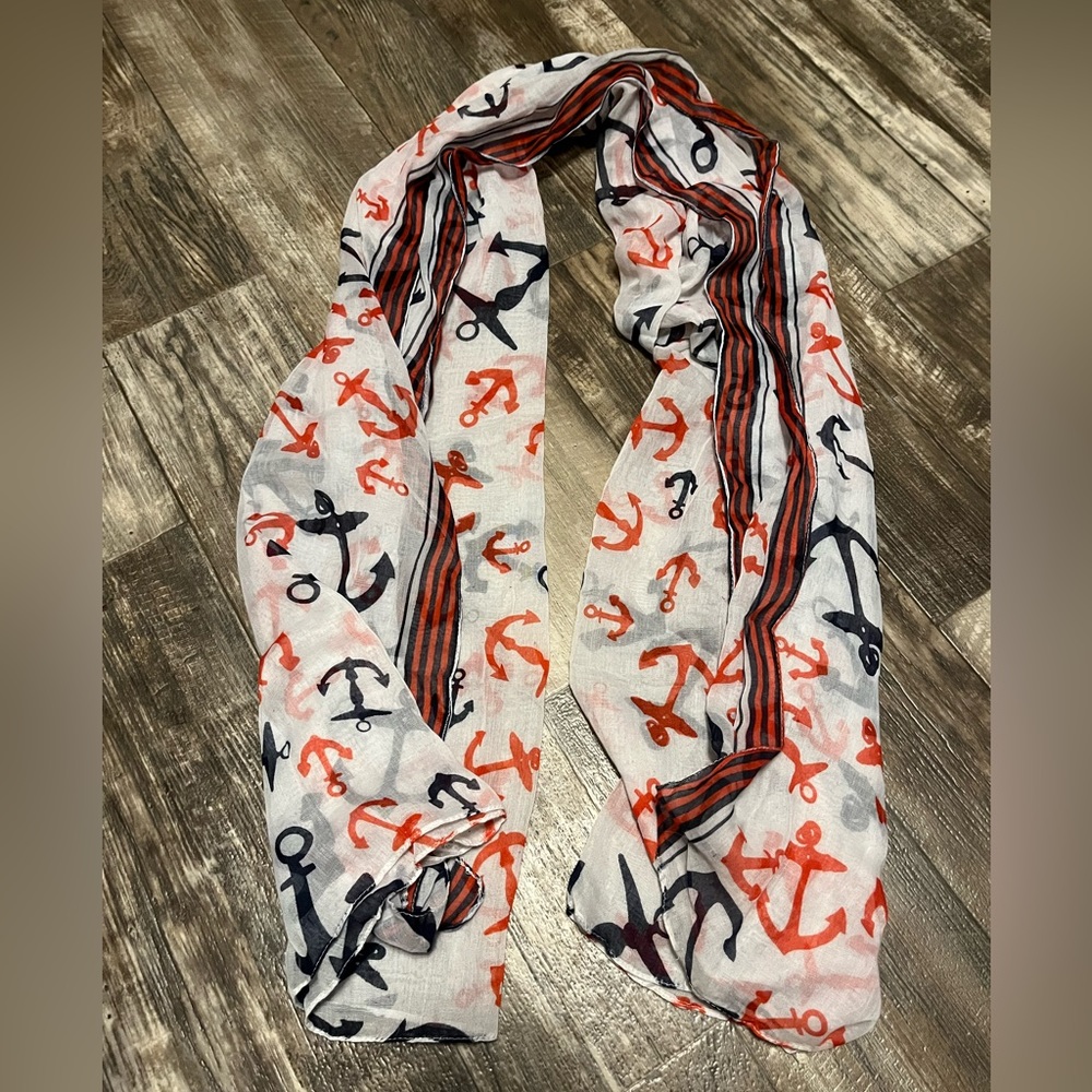 Red white and blue anchor scarf